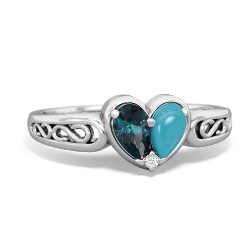 alexandrite-turquoise filligree ring