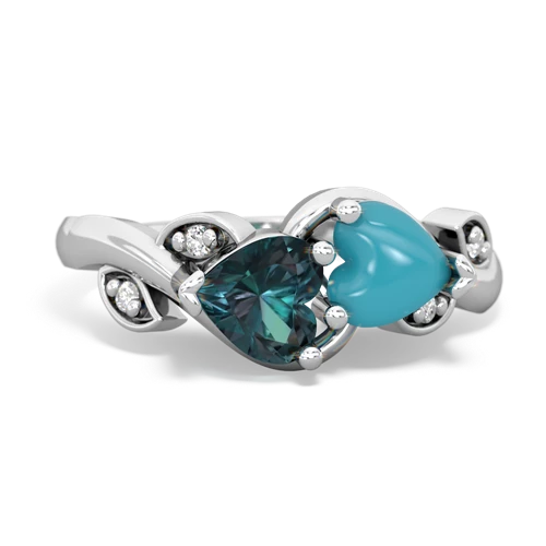 alexandrite-turquoise floral keepsake ring