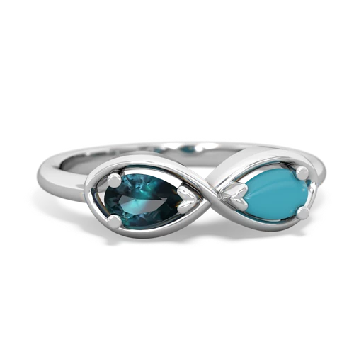 alexandrite-turquoise infinity ring