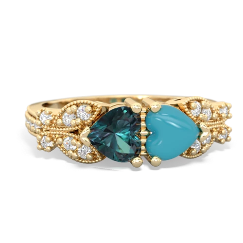 alexandrite-turquoise keepsake butterfly ring