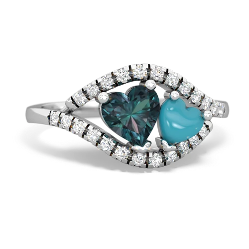 alexandrite-turquoise mother child ring