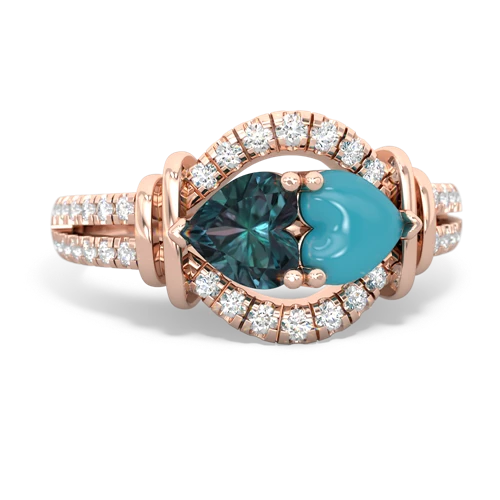 alexandrite-turquoise pave keepsake ring
