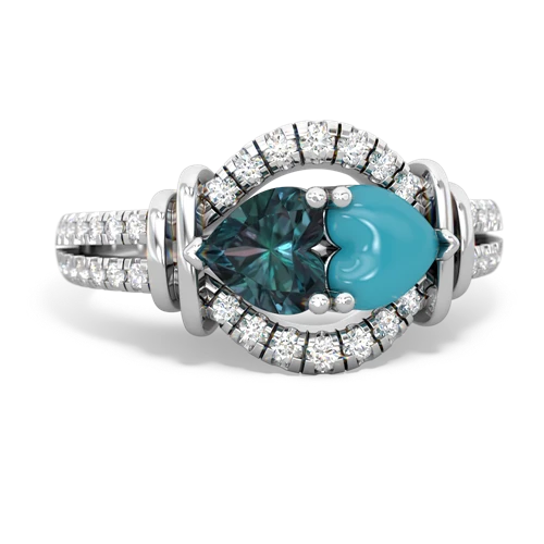 alexandrite-turquoise pave keepsake ring