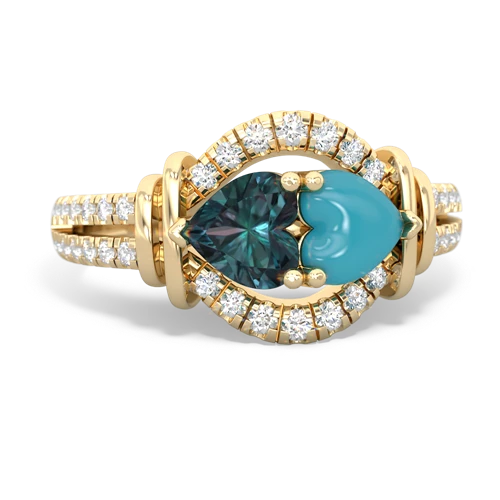 alexandrite-turquoise pave keepsake ring
