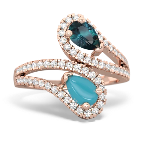 alexandrite-turquoise pave swirls ring