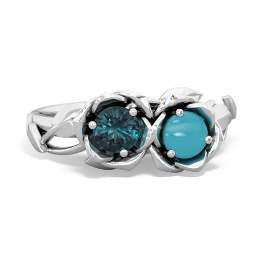 alexandrite-turquoise roses ring