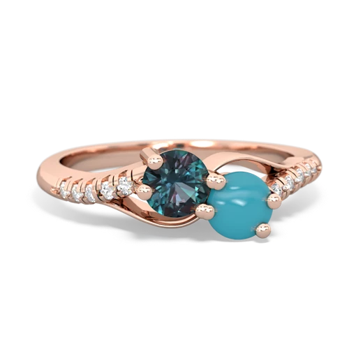 alexandrite-turquoise two stone infinity ring