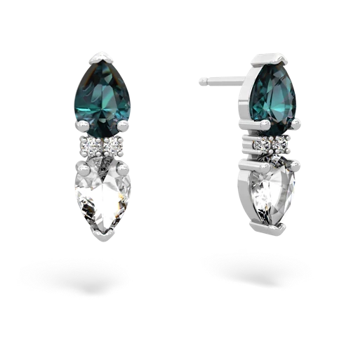 alexandrite-white topaz bowtie earrings