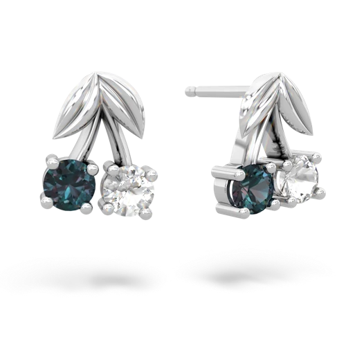 alexandrite-white topaz cherries earrings