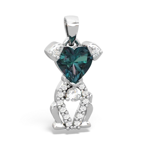 alexandrite-white topaz birthstone puppy pendant