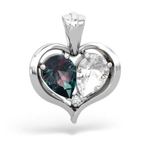 alexandrite-white topaz half heart whole pendant