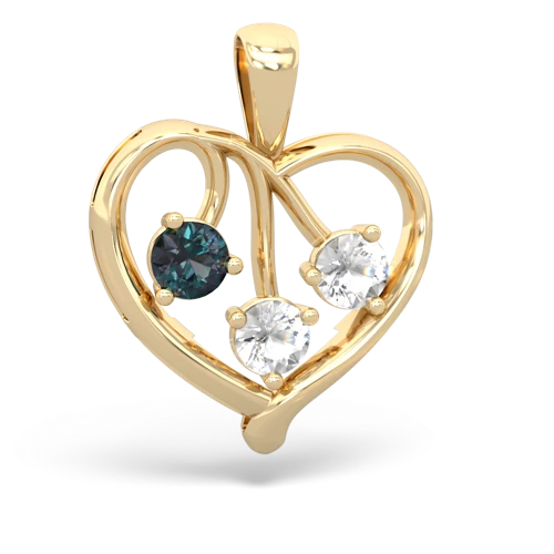 alexandrite-white topaz love heart pendant