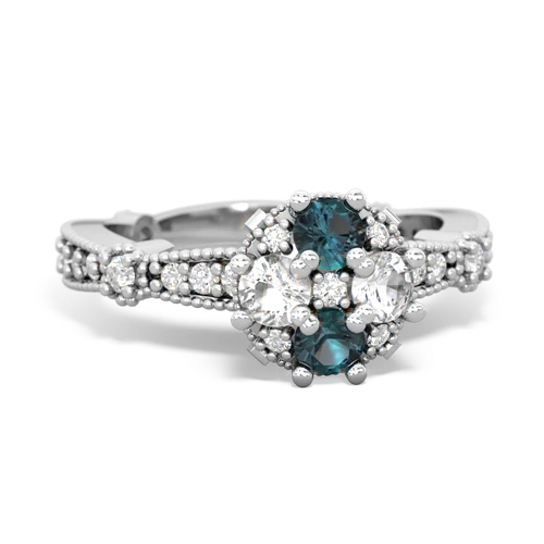 alexandrite-white topaz art deco engagement ring