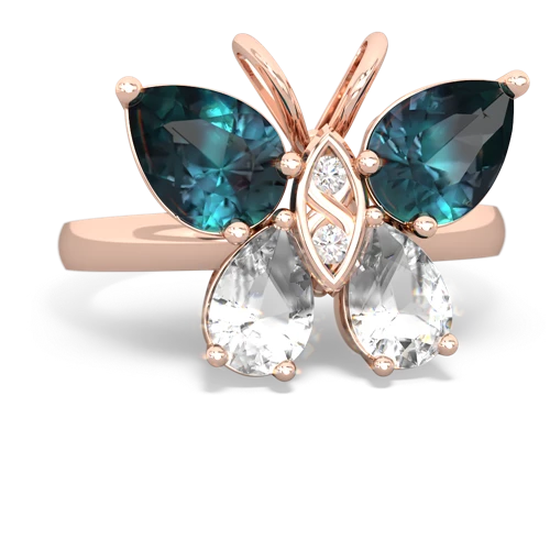 alexandrite-white topaz butterfly ring