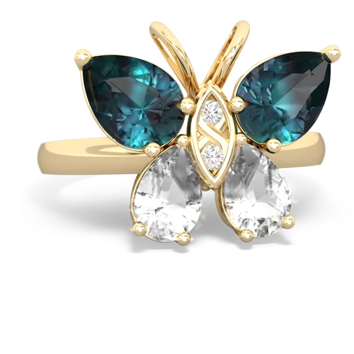 alexandrite-white topaz butterfly ring