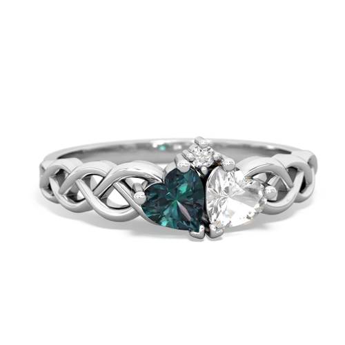 alexandrite-white topaz celtic braid ring