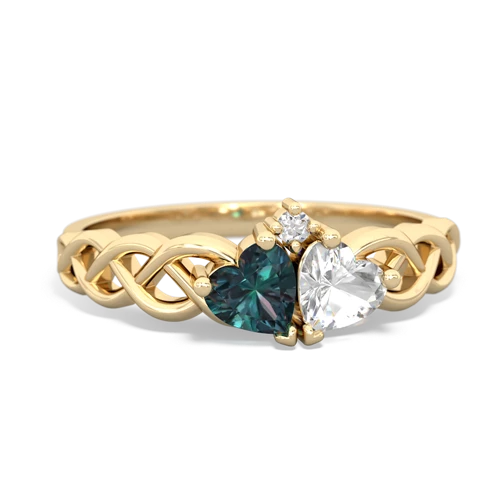 alexandrite-white topaz celtic braid ring