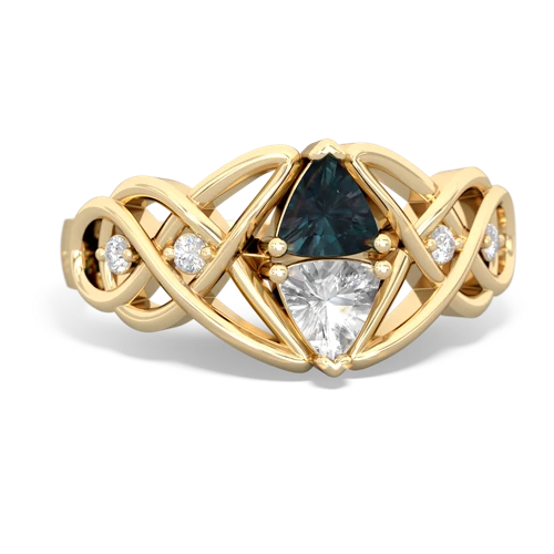 alexandrite-white topaz celtic knot ring