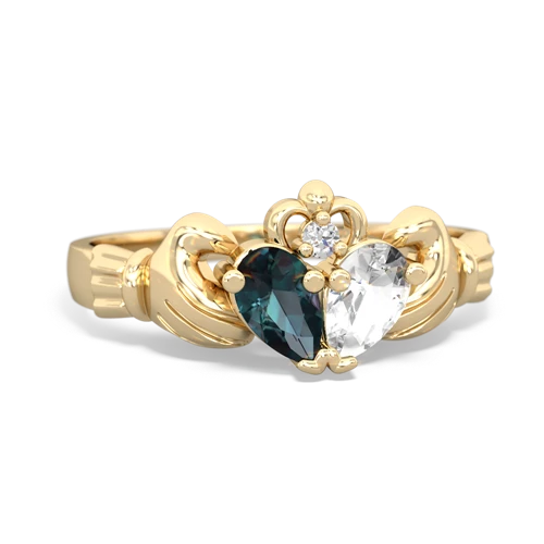 alexandrite-white topaz claddagh ring