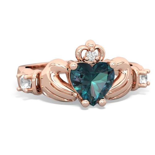 Lab Alexandrite Lab Created Alexandrite with Genuine White Topaz and Genuine Pink Tourmaline Claddagh ring Ring