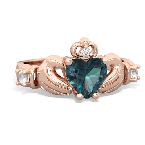 alexandrite-white topaz claddagh ring