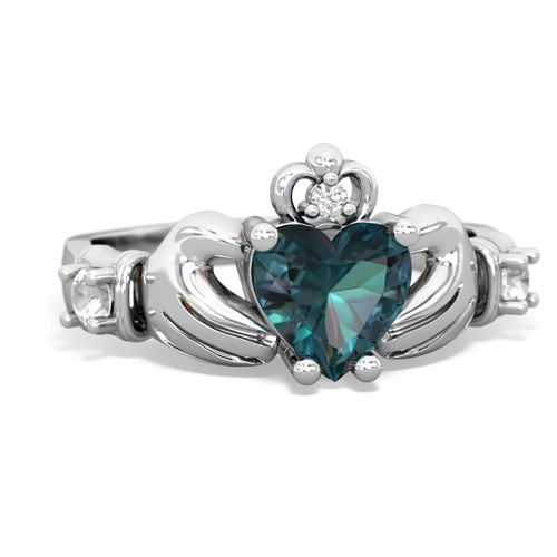 alexandrite-white topaz claddagh ring