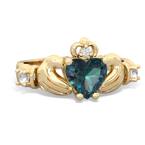 alexandrite-white topaz claddagh ring