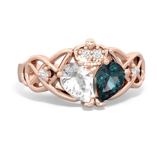 alexandrite-white topaz claddagh ring