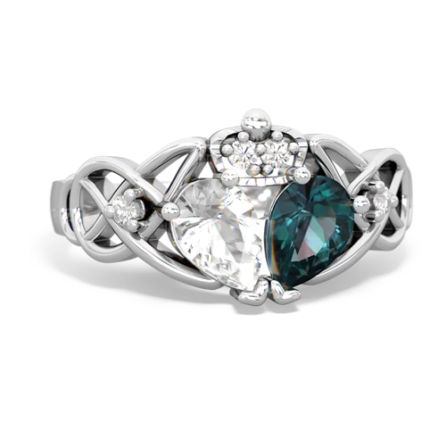 alexandrite-white topaz claddagh ring