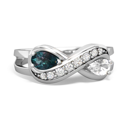 alexandrite-white topaz diamond infinity ring