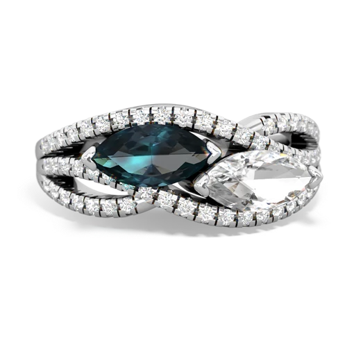 alexandrite-white topaz double heart ring