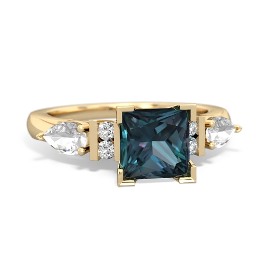 Lab Alexandrite Lab Created Alexandrite with Genuine White Topaz and Lab Created Sapphire Engagement ring Ring