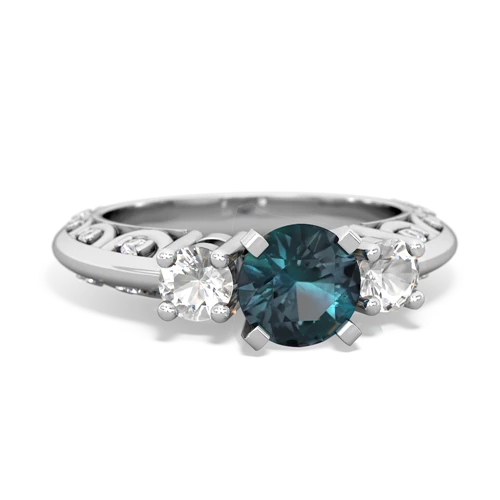 alexandrite-white topaz engagement ring