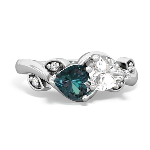 alexandrite-white topaz floral keepsake ring