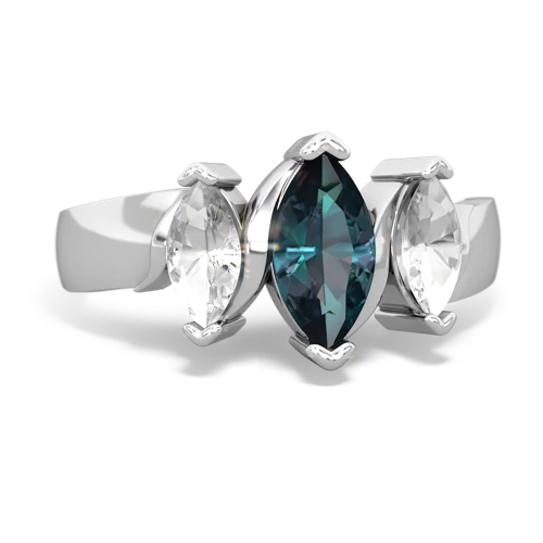 Lab Alexandrite Lab Created Alexandrite with Genuine White Topaz and Lab Created Sapphire Three Peeks ring Ring
