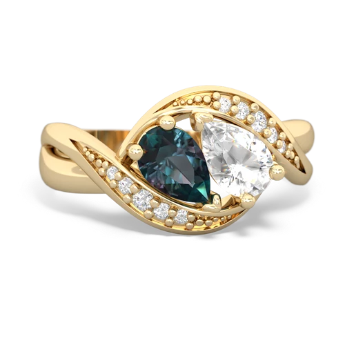 alexandrite-white topaz keepsake curls ring