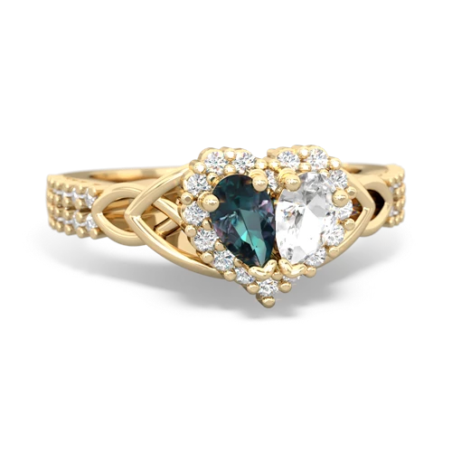 alexandrite-white topaz keepsake engagement ring