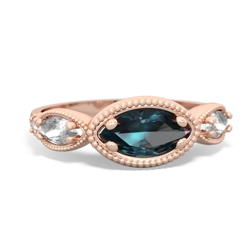 alexandrite-white topaz milgrain marquise ring