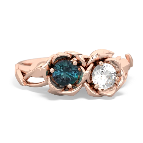 alexandrite-white topaz roses ring