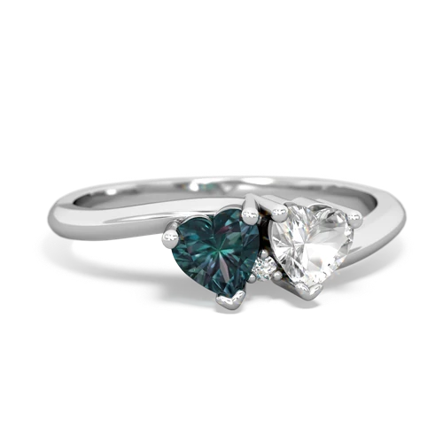 alexandrite-white topaz sweethearts promise ring