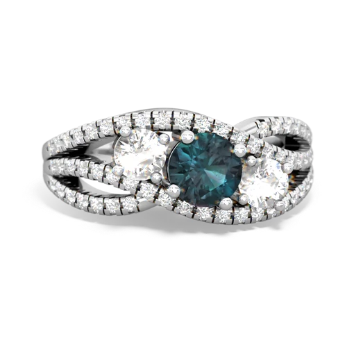 alexandrite-white topaz three stone pave ring