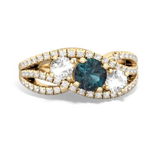 alexandrite-white topaz three stone pave ring