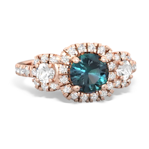Lab Alexandrite Lab Created Alexandrite with Genuine White Topaz and Genuine Pink Tourmaline Regal Halo ring Ring