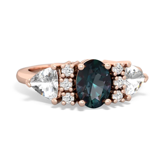 Lab Alexandrite Lab Created Alexandrite with Genuine White Topaz and Genuine Pink Tourmaline Antique Style Three Stone ring Ring