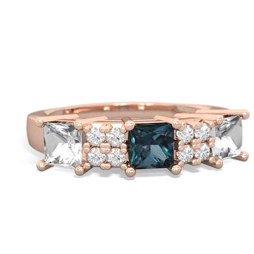 Lab Alexandrite Lab Created Alexandrite with Genuine White Topaz and Genuine Pink Tourmaline Three Stone ring Ring
