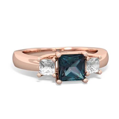 Lab Alexandrite Lab Created Alexandrite with Genuine White Topaz and Genuine Pink Tourmaline Three Stone Trellis ring Ring