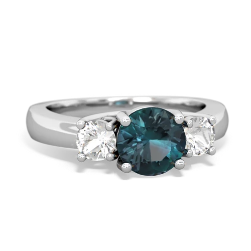 Lab Alexandrite Lab Created Alexandrite with Genuine White Topaz and Lab Created Sapphire Three Stone Trellis ring Ring