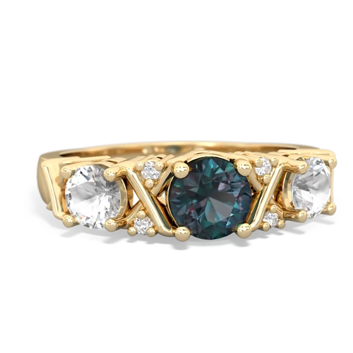 Lab Alexandrite Lab Created Alexandrite with Genuine White Topaz and Lab Created Sapphire Hugs and Kisses ring Ring