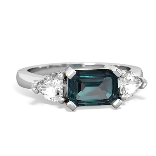 Lab Alexandrite Lab Created Alexandrite with Genuine White Topaz and Lab Created Sapphire Three Stone ring Ring