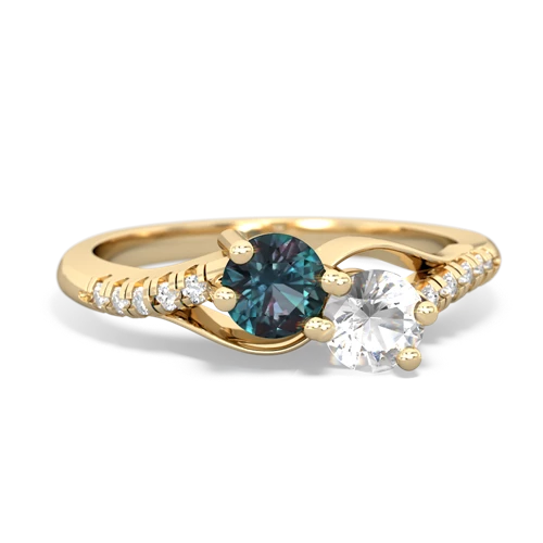 alexandrite-white topaz two stone infinity ring